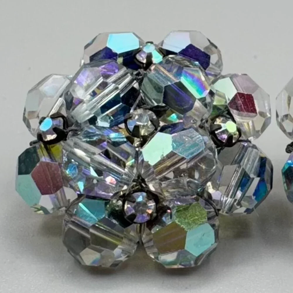 Vintage Vogue Crystal and Rhinestone Clip On Earrings, Signed - Picture 5 of 8